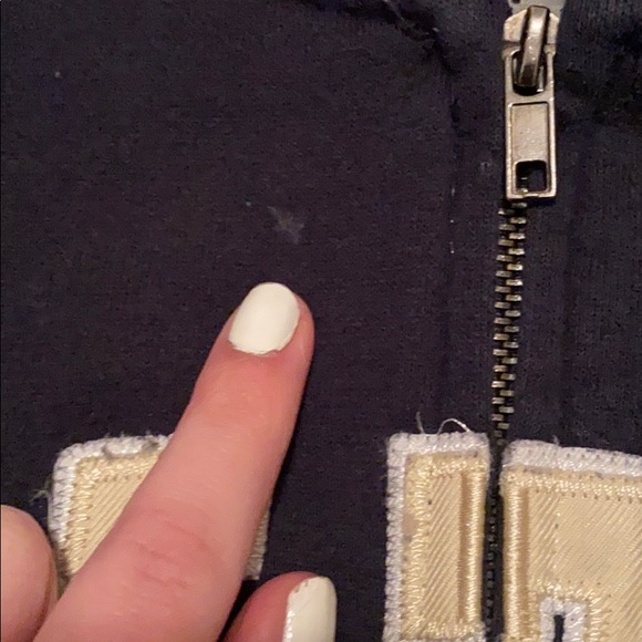 Pitt Stitched Lettering Spellout Navy Zip Jacket - Picture 6 of 8